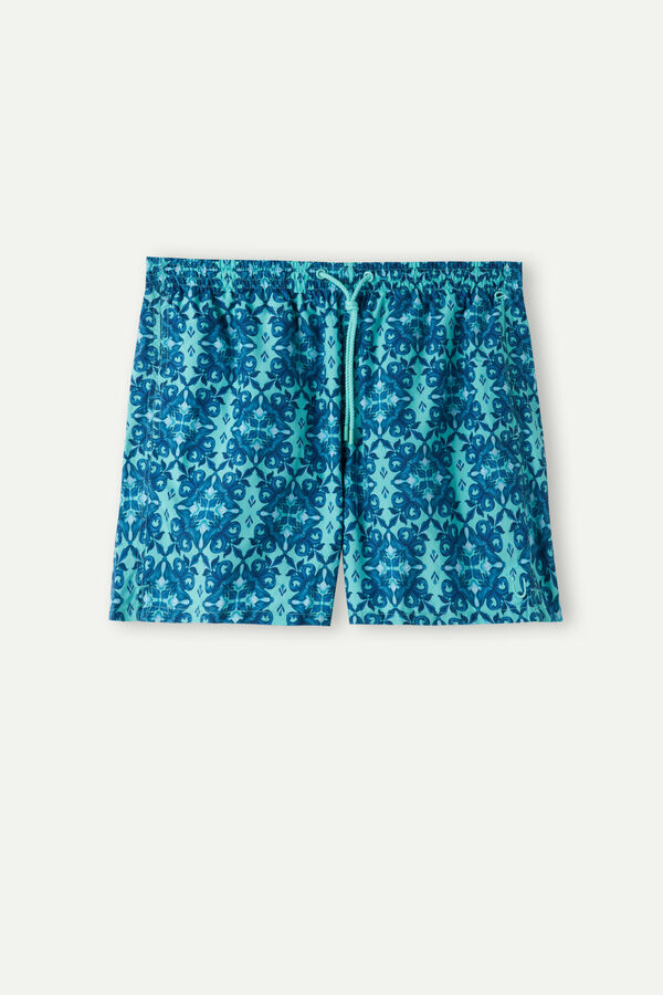 Intimssimi Light Blue Moroccan Print Swim Trunks Blue | YUSVQ52779