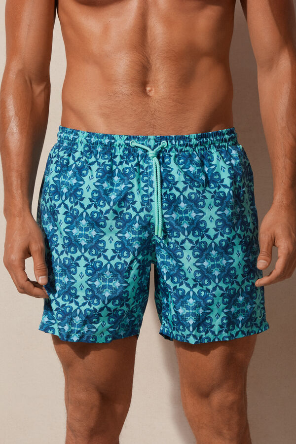 Intimssimi Light Blue Moroccan Print Swim Trunks Blue | YUSVQ52779