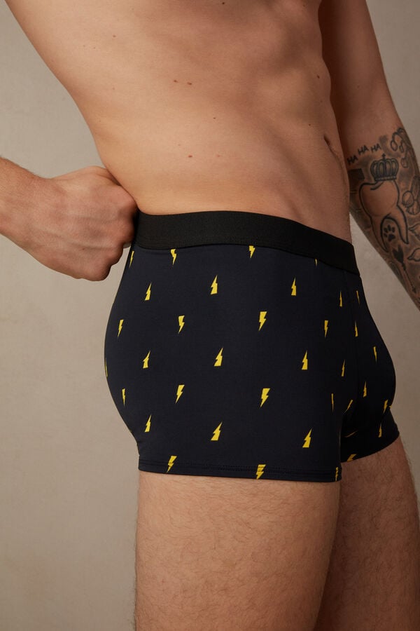 Intimssimi Lightning Bolt Boxers in Microfiber Black | TUSWZ88754