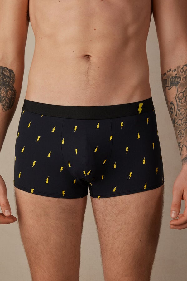 Intimssimi Lightning Bolt Boxers in Microfiber Black | TUSWZ88754