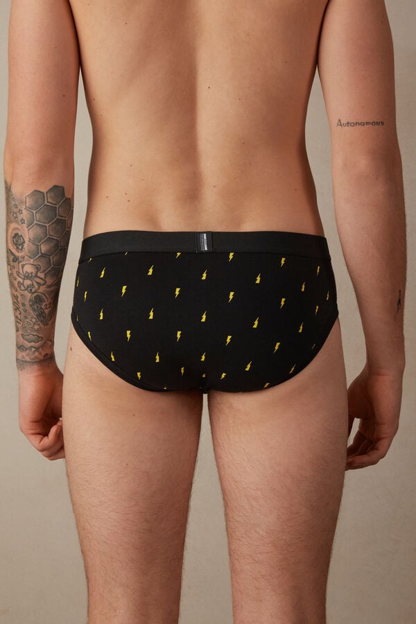 Intimssimi Lightning Bolt Briefs in Stretch Supima® Cotton Black | USNEJ34480