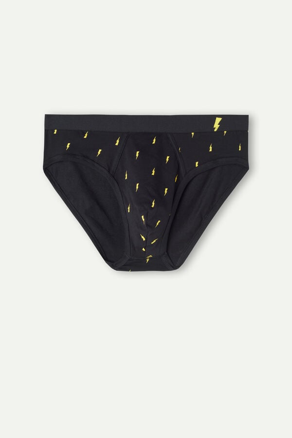 Intimssimi Lightning Bolt Briefs in Stretch Supima® Cotton Black | USNEJ34480