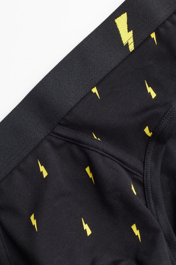 Intimssimi Lightning Bolt Briefs in Stretch Supima® Cotton Black | USNEJ34480