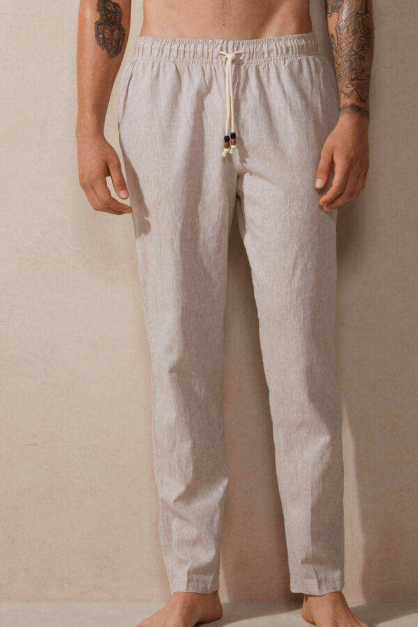 Intimssimi Linen and Cotton Full Length Pants Natural | XUSBH23290