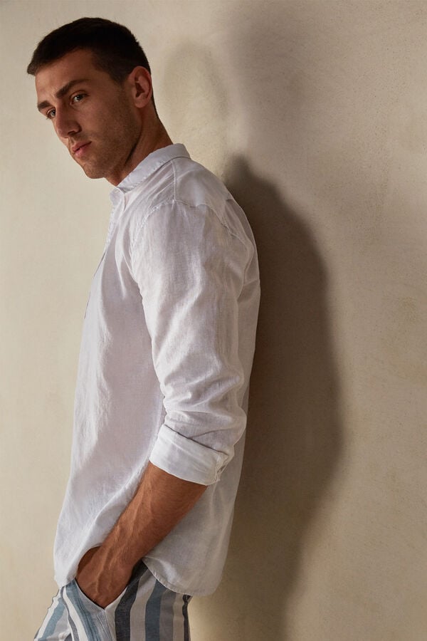 Intimssimi Linen and Cotton Shirt White | EUSVG89053