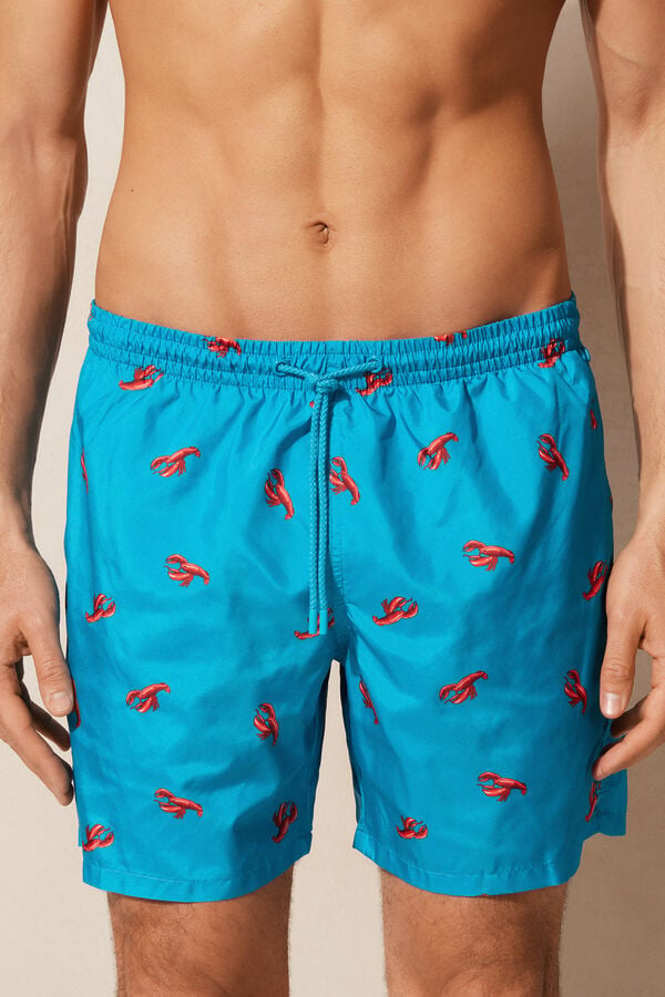 Intimssimi Lobster Print Swim Trunks Blue | BUSSO33338