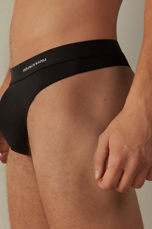 Intimssimi Logo Detailed Microfiber Thong Black | EUSVG98165