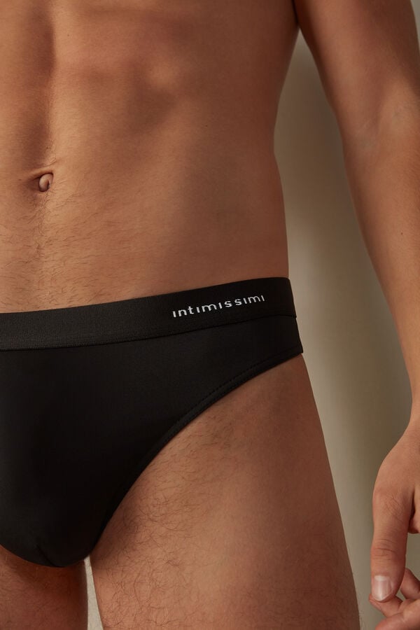 Intimssimi Logo Detailed Microfiber Thong Black | EUSVG98165