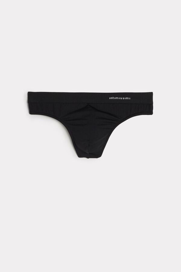 Intimssimi Logo Detailed Microfiber Thong Black | EUSVG98165