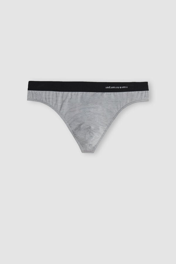 Intimssimi Logo Detailed Microfiber Thong Pale Grey | FUSHY60435