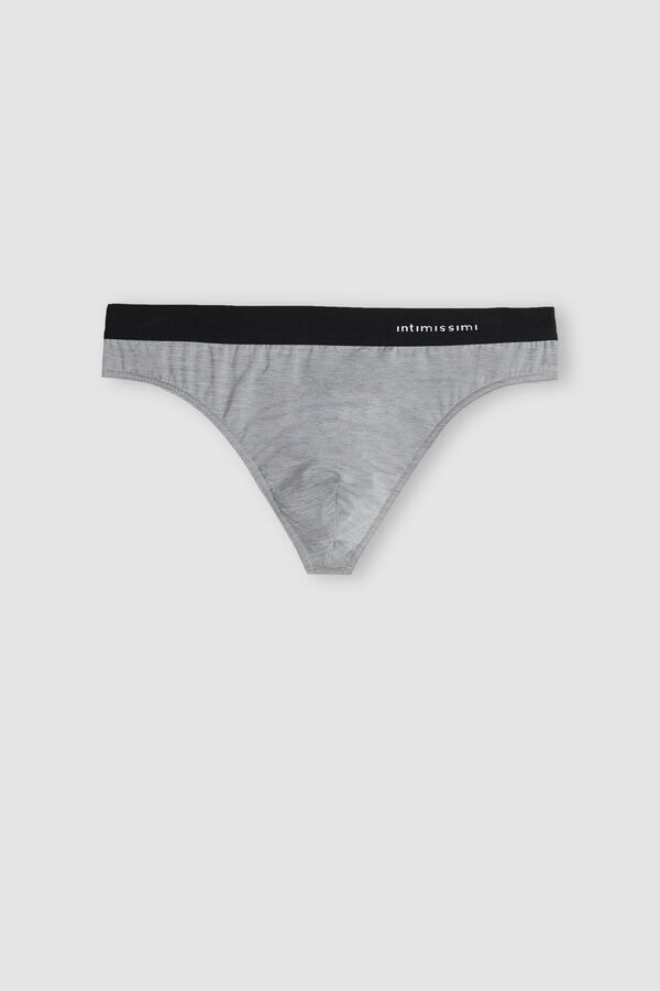 Intimssimi Logo Detailed Microfiber Thong Pale Grey | USDYB88618