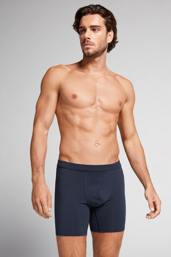 Intimssimi Long Boxers in Stretch Supima® Cotton Blue | GUSEC98710