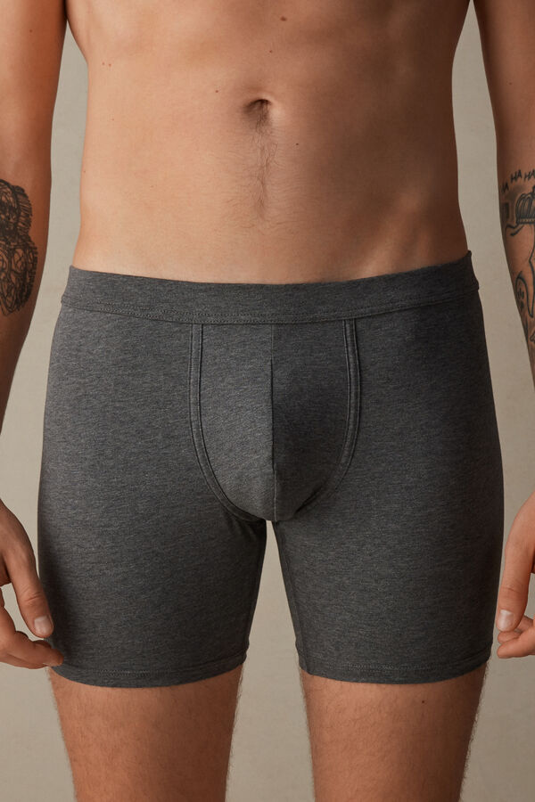 Intimssimi Long Boxers in Stretch Supima® Cotton Dark Grey | USEGJ97324