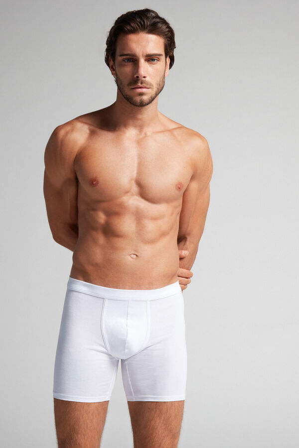 Intimssimi Long Boxers in Stretch Supima® Cotton White | USICD42105