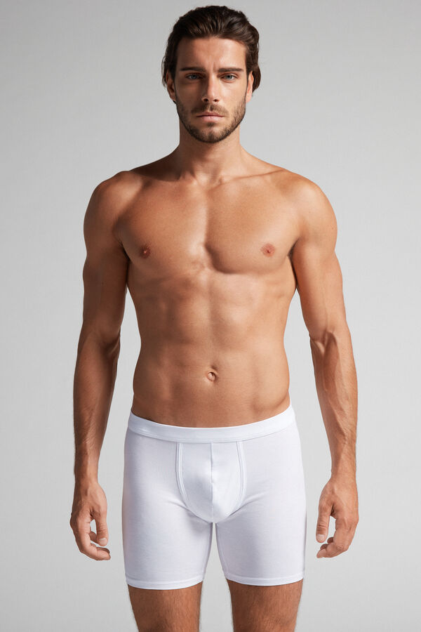 Intimssimi Long Boxers in Stretch Supima® Cotton White | USICD42105