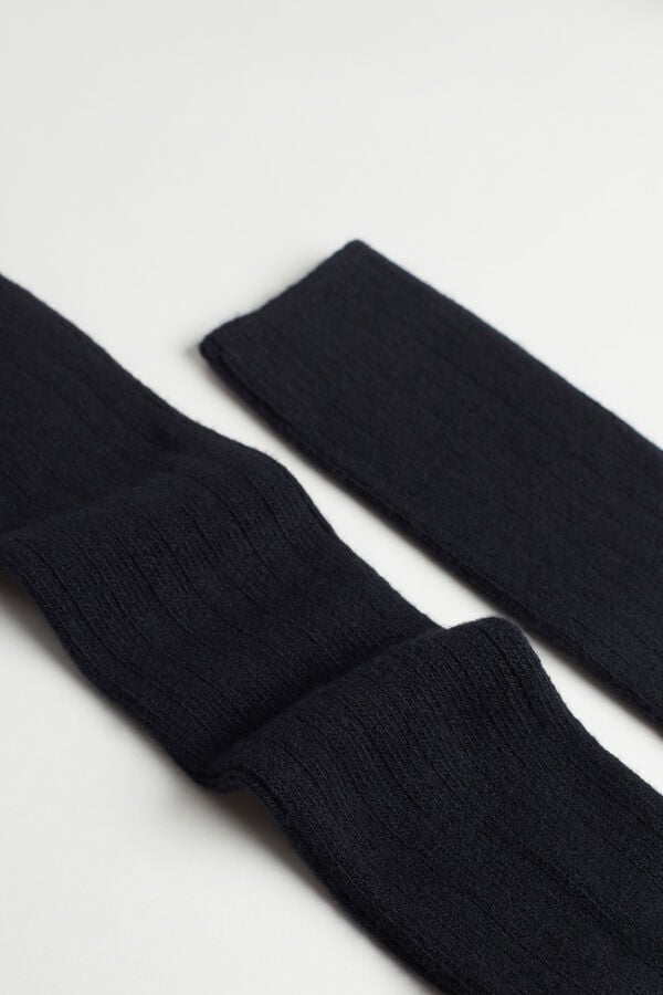 Intimssimi Long Ribbed Socks in Cashmere and Wool Blue | SUSNY99994