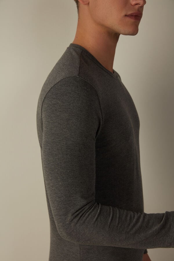 Intimssimi Long-Sleeve Modal-Cashmere Top Dark Grey | ZUSMJ14035