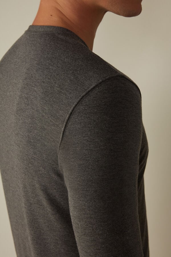 Intimssimi Long-Sleeve Modal-Cashmere Top Dark Grey | ZUSMJ14035