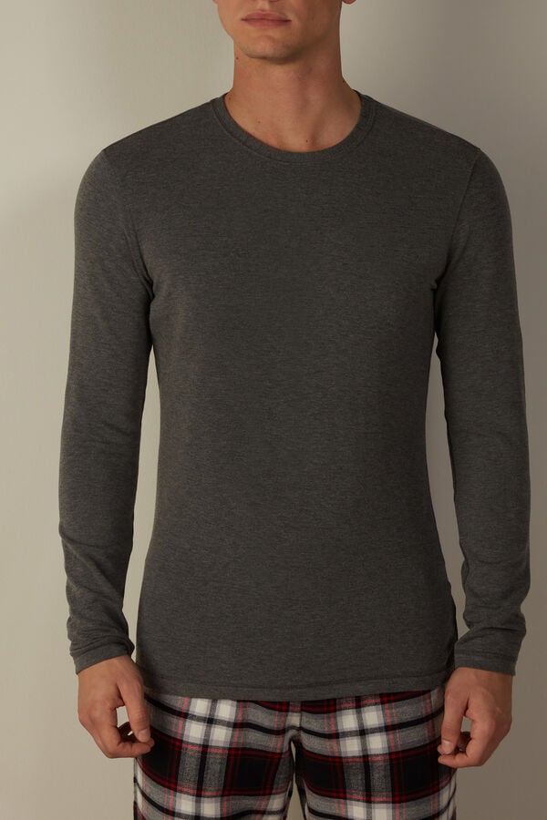 Intimssimi Long-Sleeve Modal-Cashmere Top Dark Grey | ZUSMJ14035