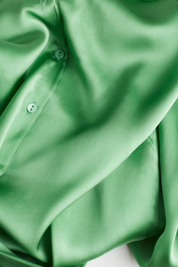 Intimssimi Long Sleeve Silk Shirt Green | EUSVG82443