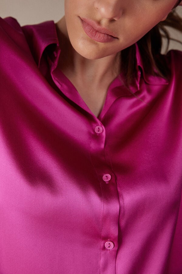 Intimssimi Long Sleeve Silk Shirt Pink | USJZR58573