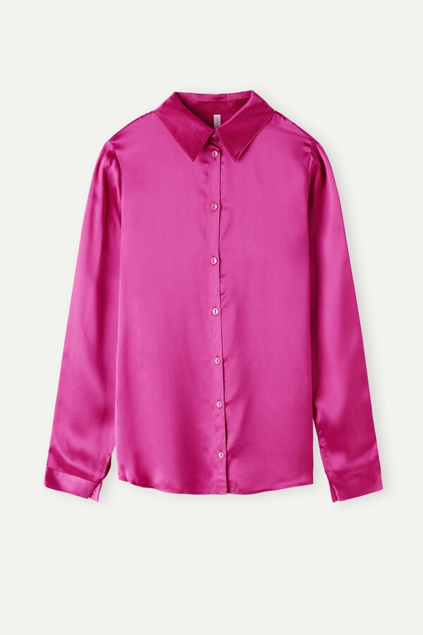 Intimssimi Long Sleeve Silk Shirt Pink | USJZR58573