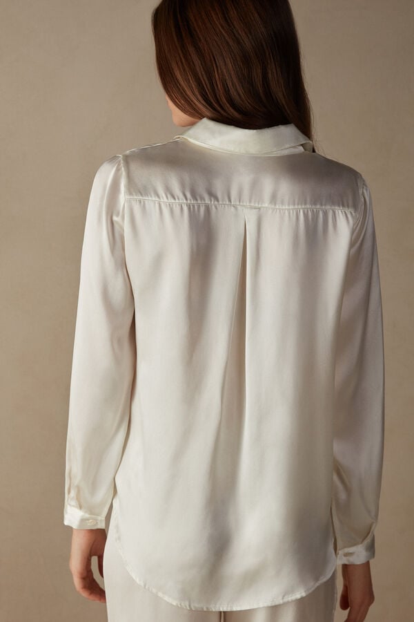 Intimssimi Long Sleeve Silk Shirt White | BUSSD69318