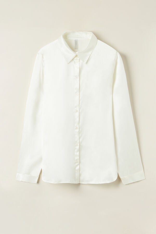 Intimssimi Long Sleeve Silk Shirt White | BUSSD69318