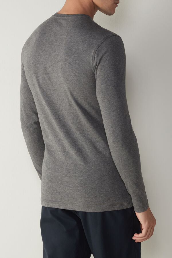 Intimssimi Long-Sleeve Stretch Supima Cotton Top Dark Grey | AUSDF47916