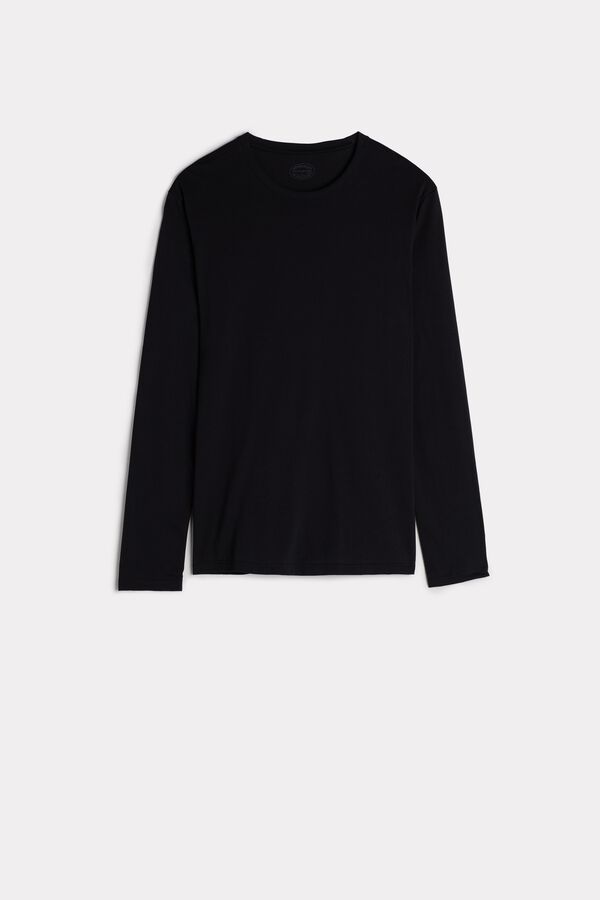 Intimssimi Long-Sleeve Supima® Cotton Top Black | BUSSD33213