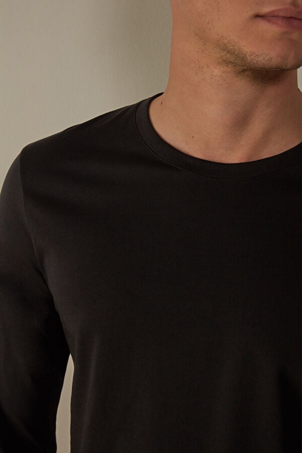 Intimssimi Long-Sleeve Supima® Cotton Top Black | BUSSD33213