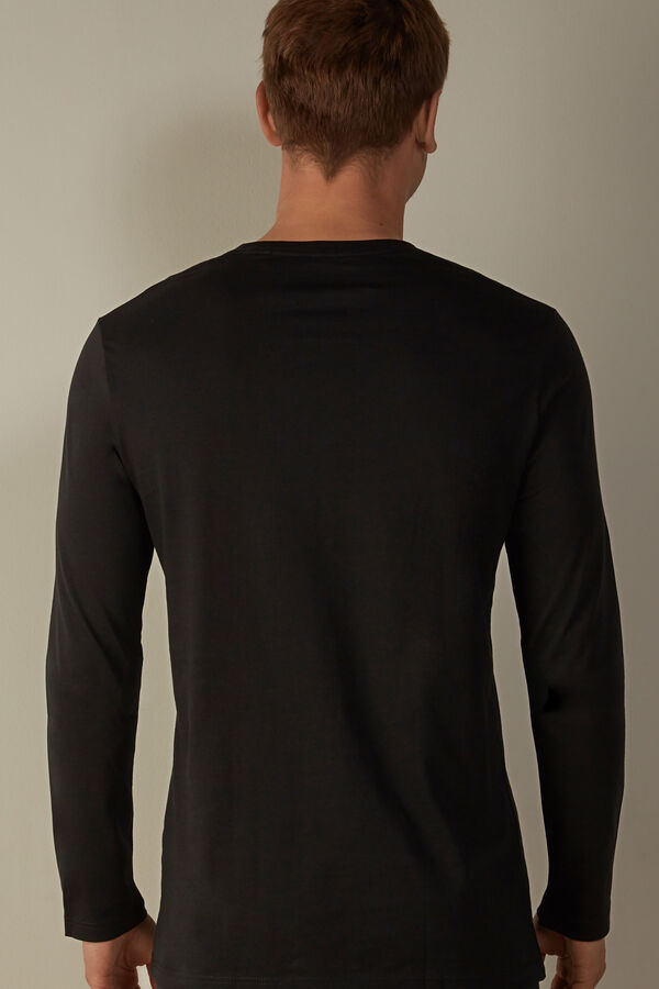 Intimssimi Long-Sleeve Supima® Cotton Top Black | BUSSD33213