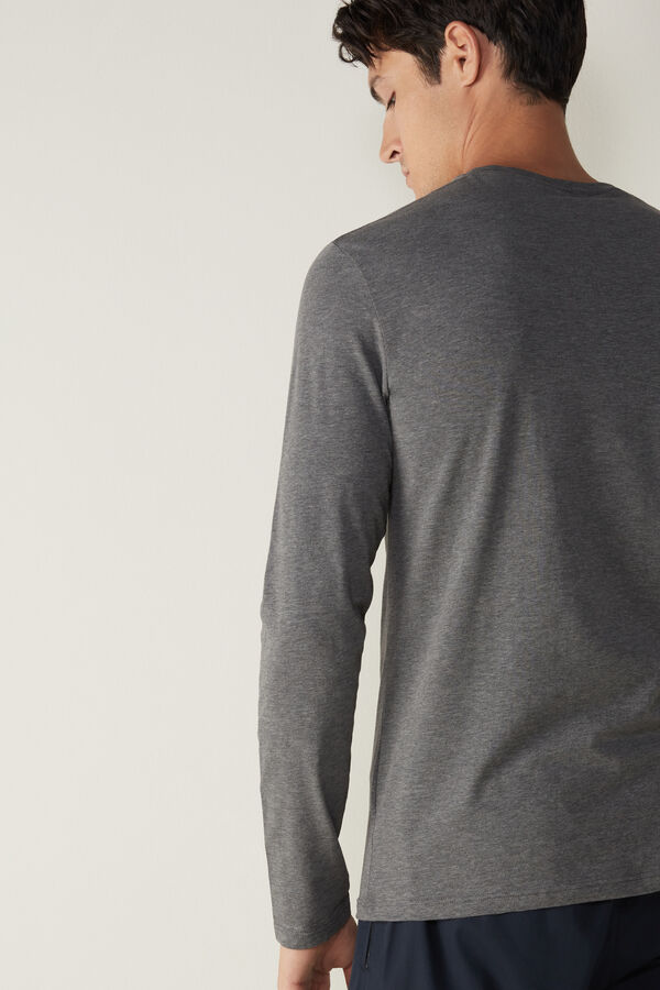 Intimssimi Long-Sleeve Supima® Cotton Top Dark Grey | DUSKV96791