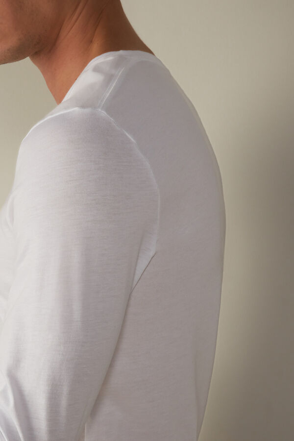 Intimssimi Long-Sleeve Supima® Cotton Top White | PUSQX34832