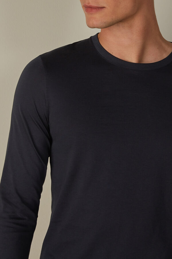 Intimssimi Long-Sleeve Supima® Cotton Top Blue | XUSBH73401