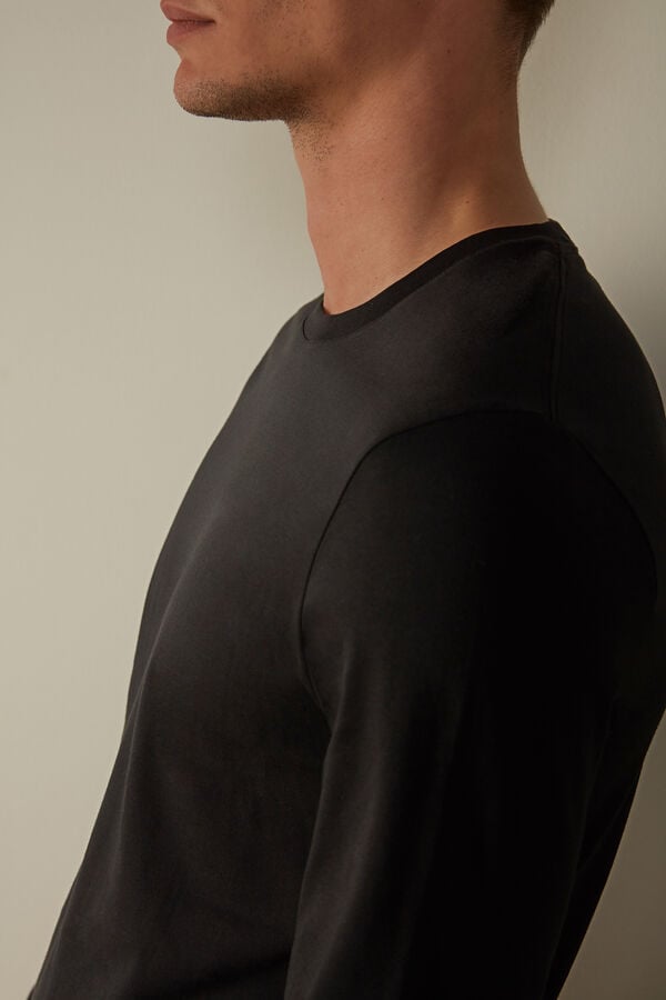 Intimssimi Long-Sleeve Supima® Cotton Top Black | YUSVQ93023