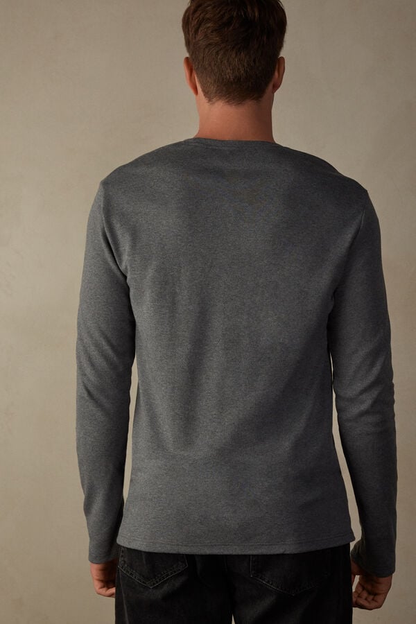 Intimssimi Long Sleeve Top in Warm Cotton Dark Grey | USJKU51206