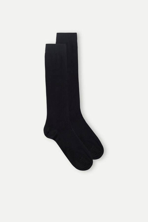 Intimssimi Long Socks in Stretch Supima® Cotton Black | FUSHY90355