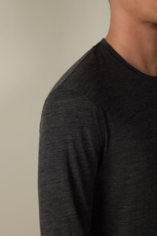 Intimssimi Long-sleeve Crew-Neck Merino-Wool Top Dark Grey | DUSKV92921