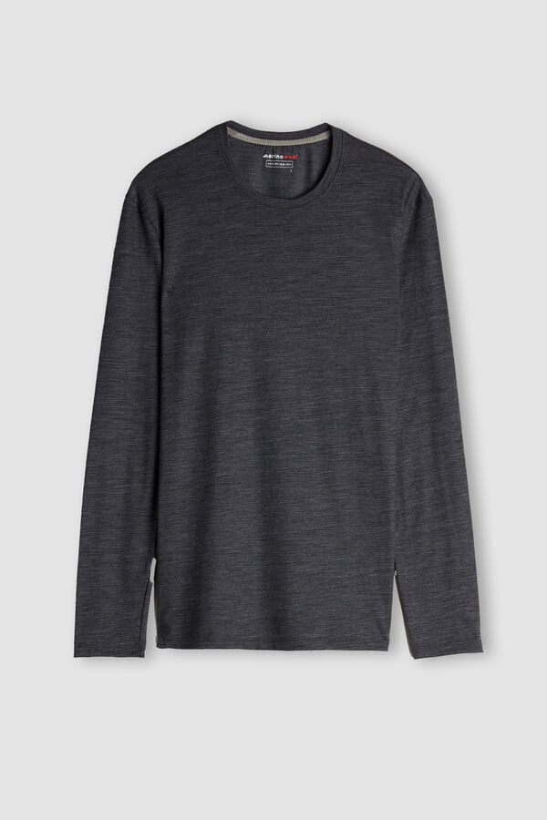 Intimssimi Long-sleeve Crew-Neck Merino-Wool Top Dark Grey | DUSKV92921