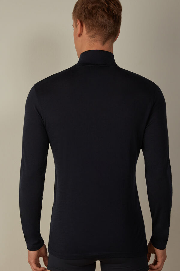 Intimssimi Long-sleeve High-Neck Merino-Wool Top Blue | EUSHC11310