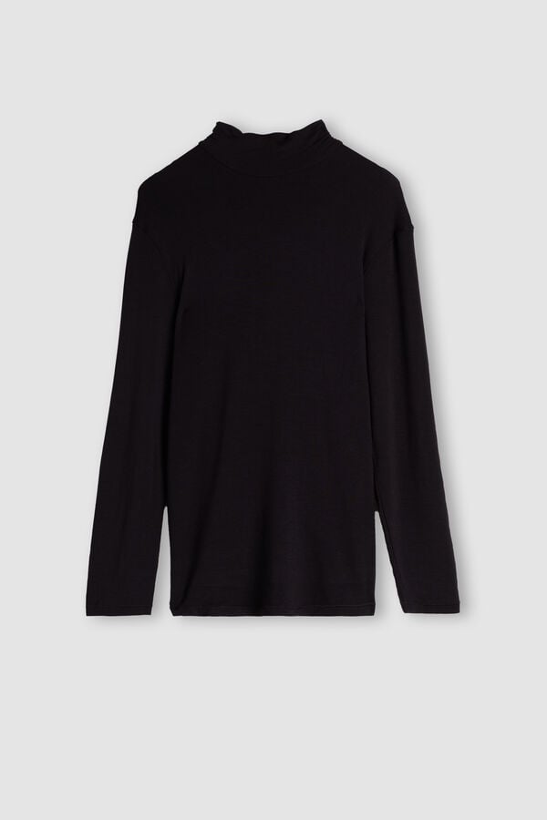 Intimssimi Long-sleeve High-Neck Modal-Cashmere Top Black | QUSWA16926