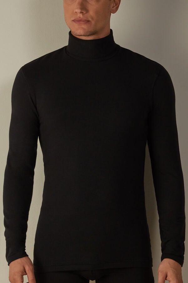 Intimssimi Long-sleeve High-Neck Modal-Cashmere Top Black | QUSWA16926