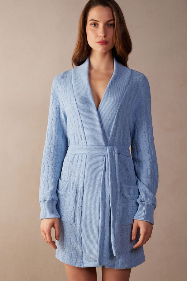 Intimssimi Lost in Fields Braided Robe Light Blue | YUSVQ81087