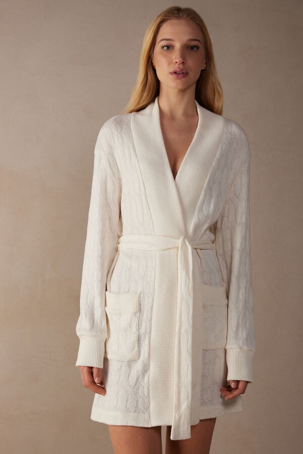 Intimssimi Lost in Fields Braided Robe White | USNZX49793