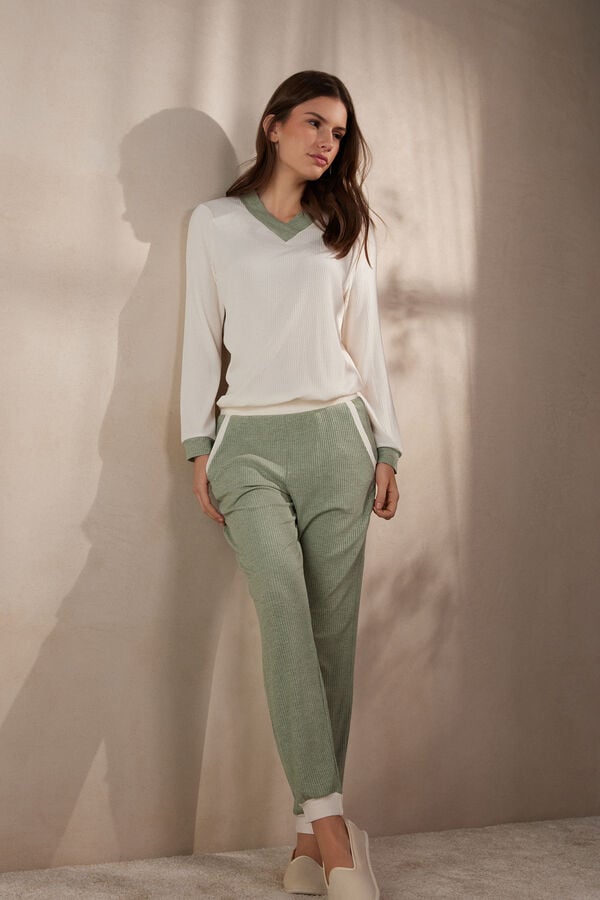 Intimssimi Lost in Fields Full Length Pants in Modal Green | DUSVO49132