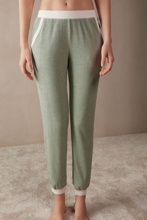 Intimssimi Lost in Fields Full Length Pants in Modal Green | DUSVO49132