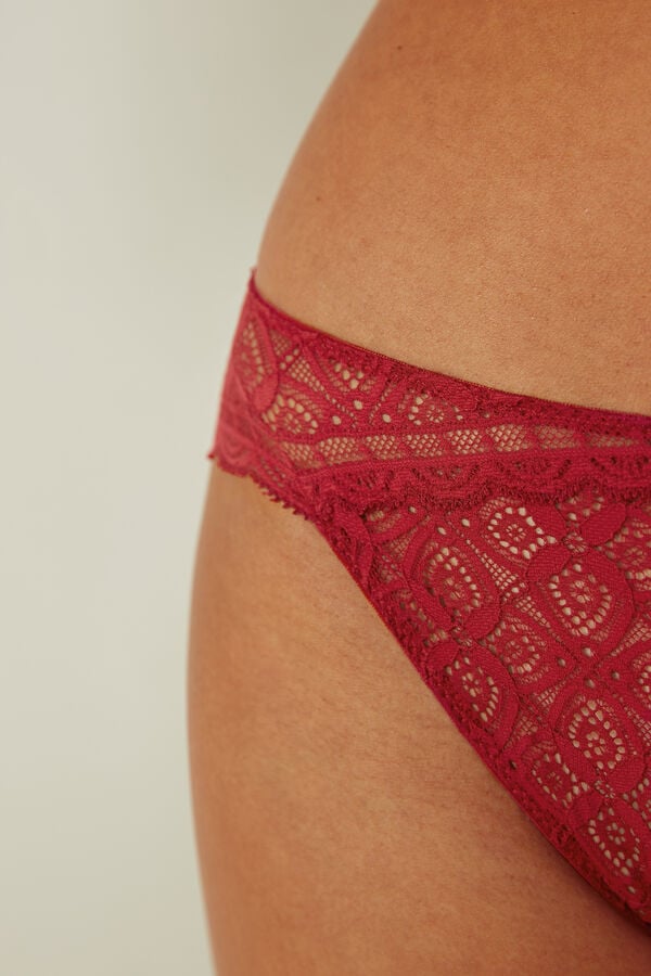 Intimssimi Low Rise Lace Panties Red | USJVR77747