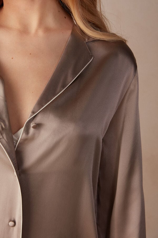 Intimssimi Mannish-Cut Jacket in Silk Satin Natural | GUSEC20365