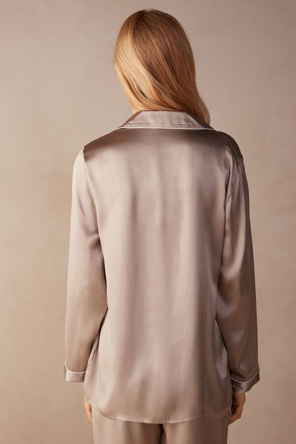 Intimssimi Mannish-Cut Jacket in Silk Satin Natural | GUSEC20365